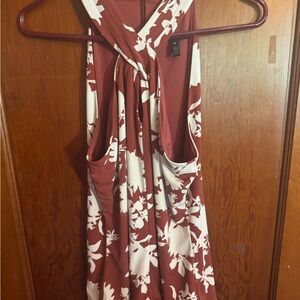 White House Black Market Burgundy and White Blouse